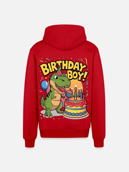 Birthday Boy - Organic Relaxed Hooded Jacket Made in EU - red