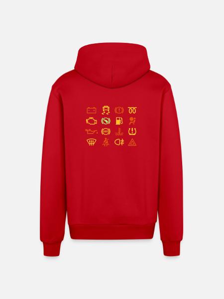Car indicator lights - Organic Relaxed Hooded Jacket Made in EU - red