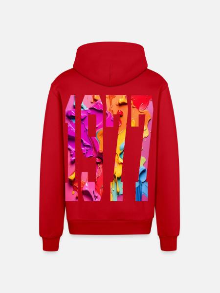 BUNT 49TH BIRTHDAY 1977 - Organic Relaxed Hooded Jacket Made in EU - red