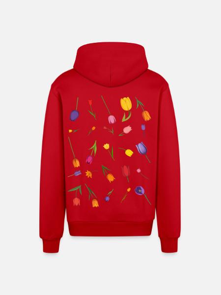 Fleur - Veste à capuche bio décontractée fabriquée en UE - rouge