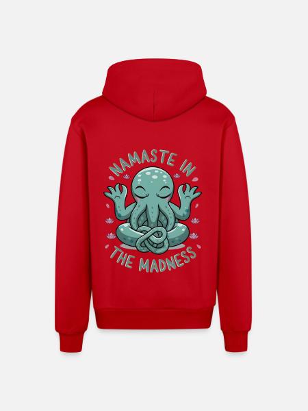 Namaste In The Madness - Organic Relaxed Hooded Jacket Made in EU - red