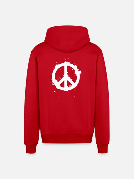 Peace Splash Guerrilla Print Style - Organic Relaxed Hooded Jacket Made in EU - red