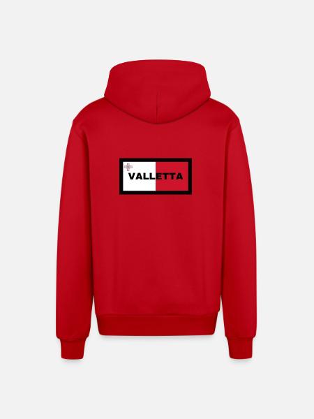La Valette à Malte Drapeau - Veste à capuche bio décontractée fabriquée en UE - rouge
