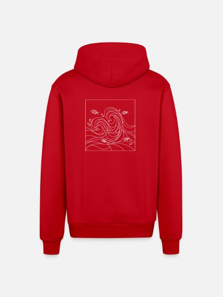 geometric ocean - Organic Relaxed Hooded Jacket Made in EU - red
