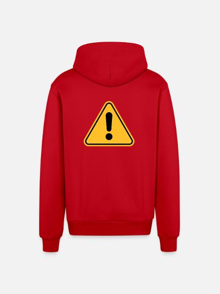 Warning sign / Exclamation point - Organic Relaxed Hooded Jacket Made in EU - red
