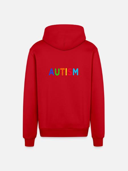 Arc-en-Ciel Autisme: Message d’Espoir - Veste à capuche bio décontractée fabriquée en UE - rouge