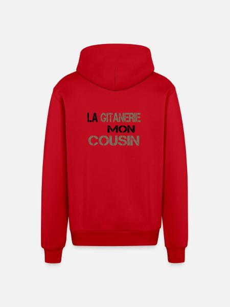 La gitanerie mon cousin - Veste à capuche bio décontractée fabriquée en UE - rouge