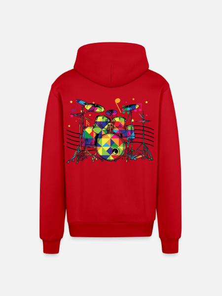 Geometrisch Neon-Drumset - Organic Relaxed Kapuzenjacke Made in EU - Rot