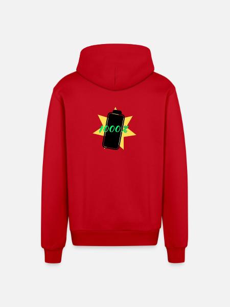 1000% energy - Organic Relaxed Hooded Jacket Made in EU - red