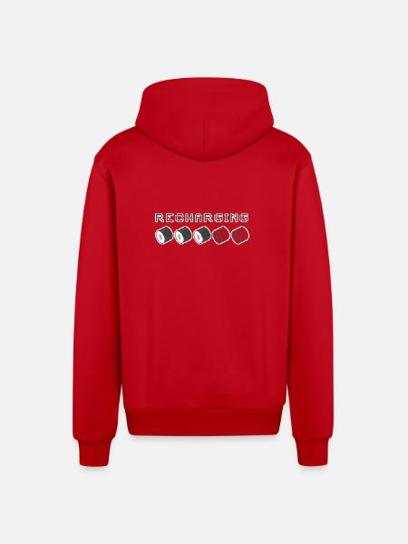 Recharging Pixel Sushi - Organic Relaxed Hooded Jacket Made in EU - red