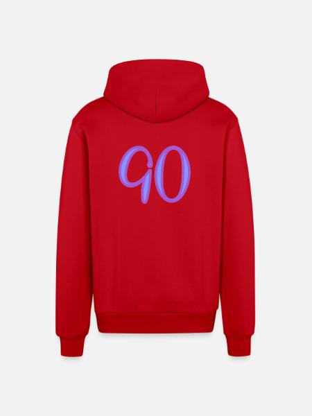 90 - Organic Relaxed Hooded Jacket Made in EU - red