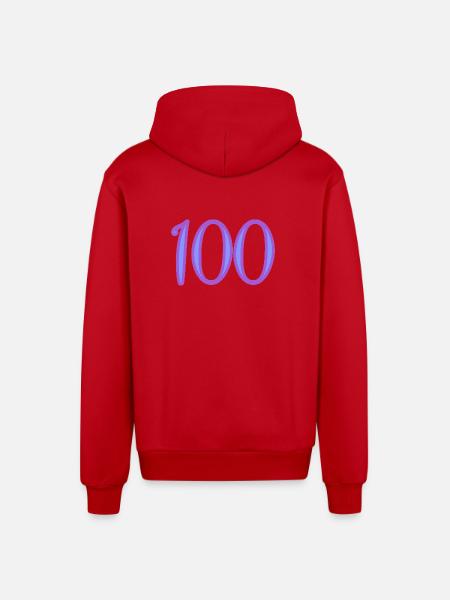 100 - Veste à capuche bio décontractée fabriquée en UE - rouge