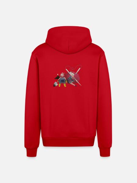 Grandma's Adventure - Organic Relaxed Hooded Jacket Made in EU - red