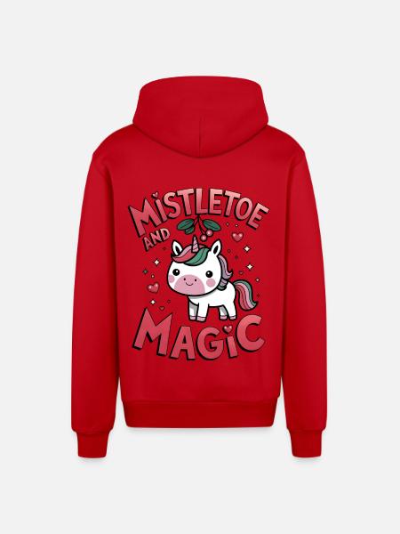 Mistletoe And Magic - Organic Relaxed Hooded Jacket Made in EU - red