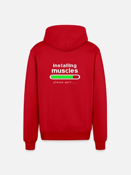 installing muscles - Organic Relaxed Hooded Jacket Made in EU - red