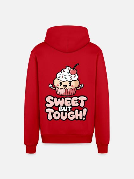 Sweet But Tough! - Organic Relaxed Hooded Jacket Made in EU - red
