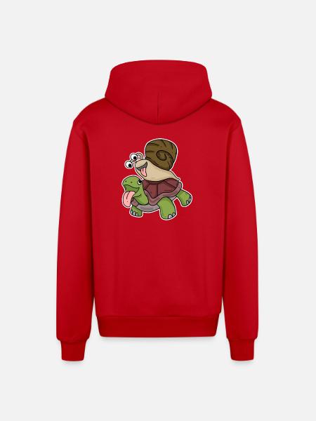 Tortue et escargot - Veste à capuche bio décontractée fabriquée en UE - rouge