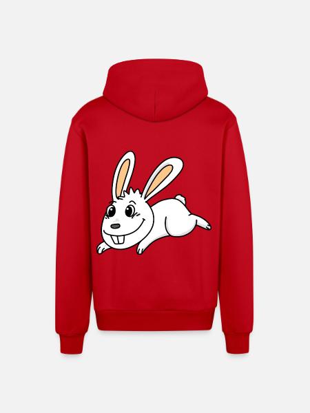Rabbit easter - Organic Relaxed Hooded Jacket Made in EU - red