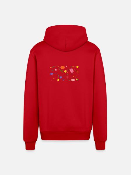 Blumen - Organic Relaxed Kapuzenjacke Made in EU - Rot