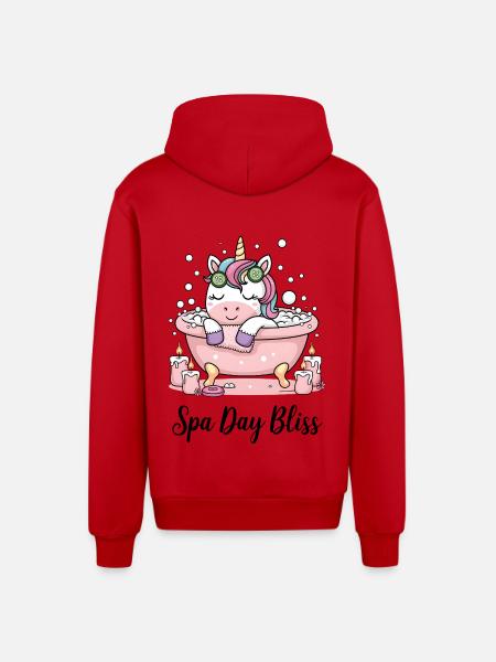 Spa Day Bliss. - Organic Relaxed Hooded Jacket Made in EU - red