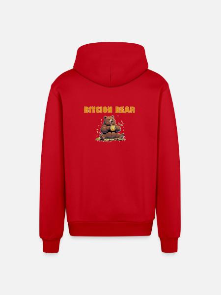 Bitcoin Bär  - Organic Relaxed Kapuzenjacke Made in EU - Rot