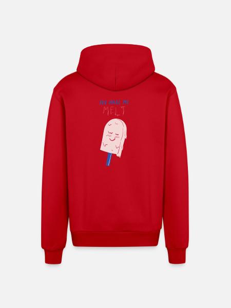 you make me melt icecream - Organic Relaxed Hooded Jacket Made in EU - red