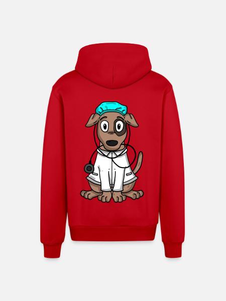 Dog Doctor - Organic Relaxed Hooded Jacket Made in EU - red