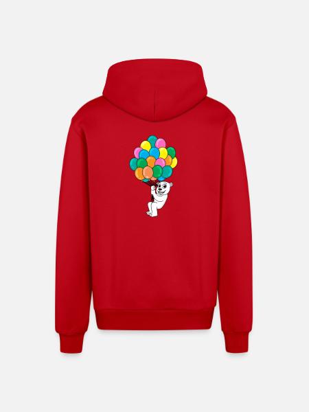 Polar bear balloon - Organic Relaxed Hooded Jacket Made in EU - red