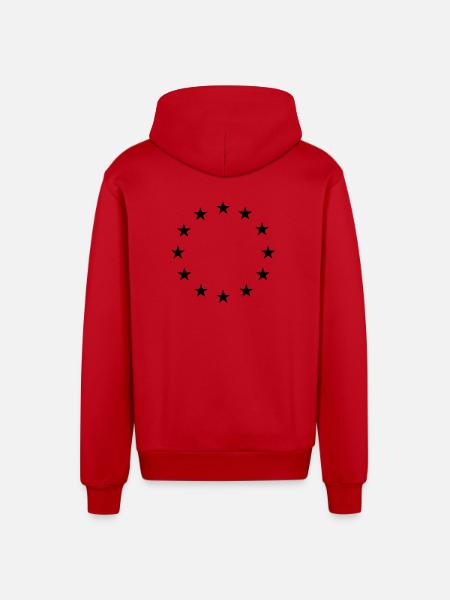 Star Circle Logo - Organic Relaxed Hooded Jacket Made in EU - red