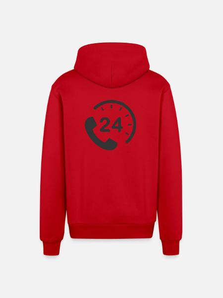 24/7 h Service - Organic Relaxed Hooded Jacket Made in EU - red