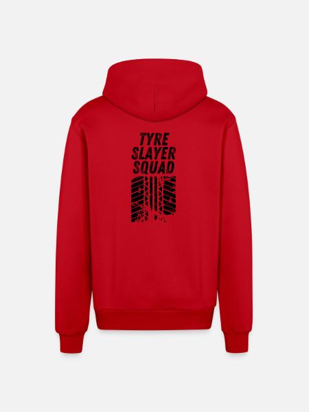 Tyre Slayer Squad - Organic Relaxed Hooded Jacket Made in EU - red