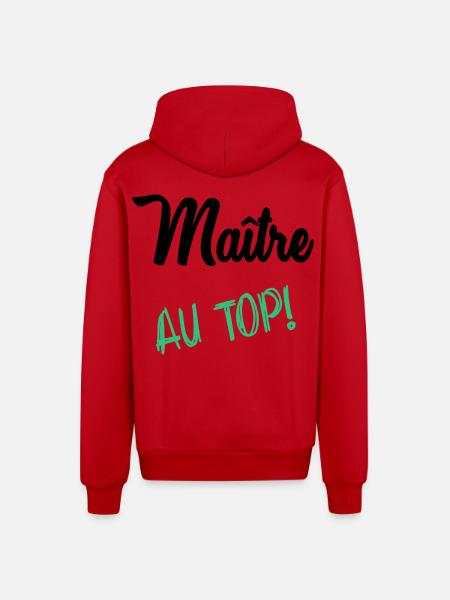 MAITRE. MAÎTRESSE. MERCI - Veste à capuche bio décontractée fabriquée en UE - rouge