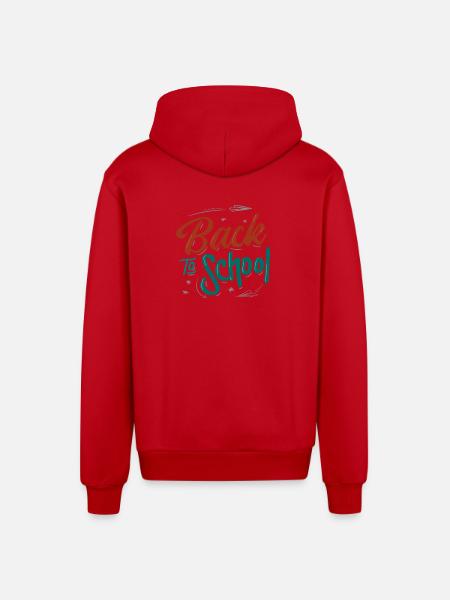 Back to school - Organic Relaxed Hooded Jacket Made in EU - red