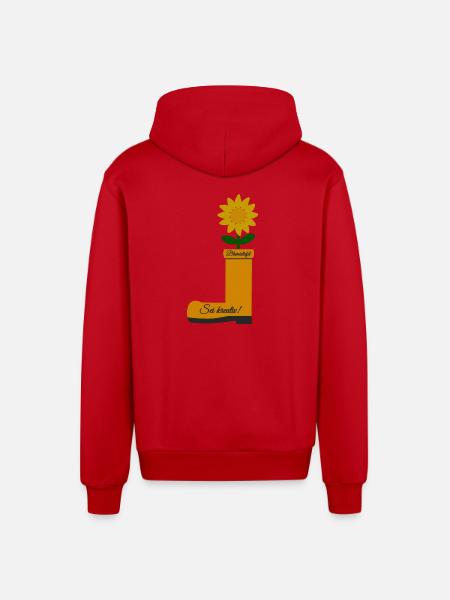 Flower Boots - Organic Relaxed Hooded Jacket Made in EU - red