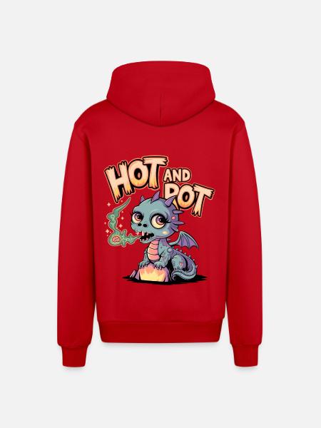 Chaud et pourri - Veste à capuche bio décontractée fabriquée en UE - rouge