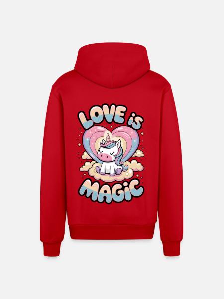 Love Is Magic - Organic Relaxed Hooded Jacket Made in EU - red