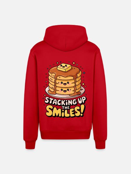 Staking Up The Smiles! - Organic Relaxed Hooded Jacket Made in EU - red