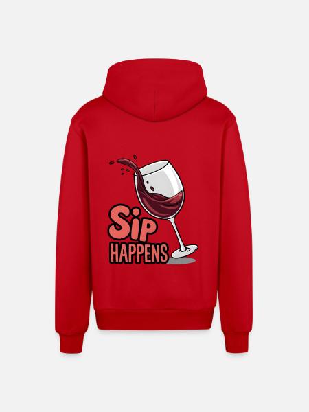 Sip Happens - Veste à capuche bio décontractée fabriquée en UE - rouge