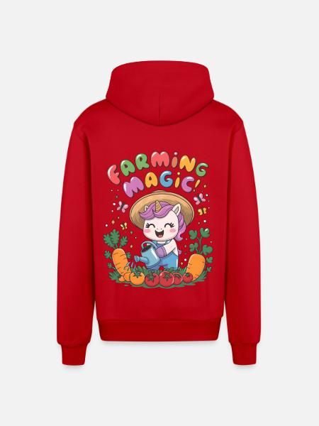 Farming Magic! - Organic Relaxed Hooded Jacket Made in EU - red