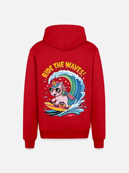 Ride The Waves! - Organic Relaxed Hooded Jacket Made in EU - red