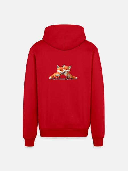 Renardeaux low-poly - Veste à capuche bio décontractée fabriquée en UE - rouge