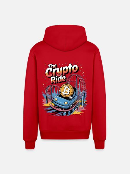The Crypto Ride - Organic Relaxed Hooded Jacket Made in EU - red