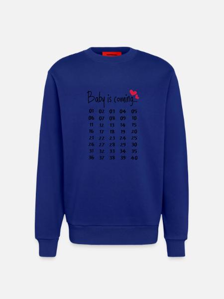 Sjov graviditet gravid gave forældre - Organic relaxed trøje med crewneck made in EU - Iconic Blue