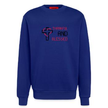 Dankbar und Gesegnet Kreuz Symbol Geschenk - Sweatshirt - made by SPREAD  - Iconic Blue - Vorne