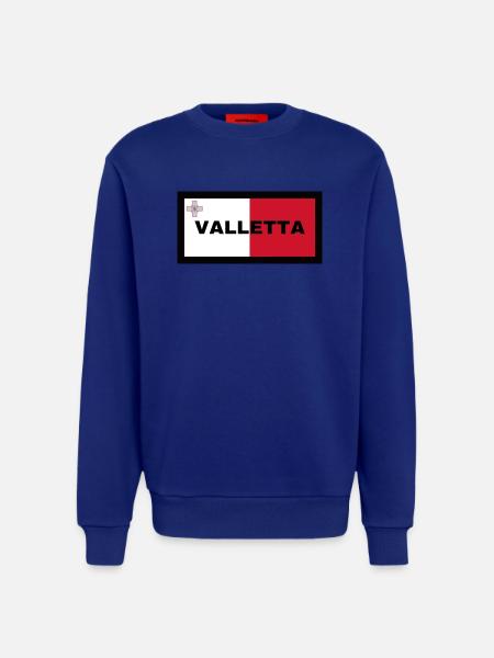 La Valette à Malte Drapeau - Sweat bio décontracté fabriqué en UE - Iconic Blue