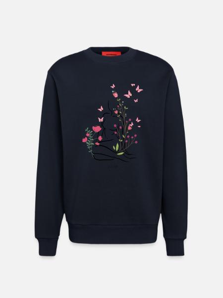 Skin-flowered - Sweatshirt - made by SPREAD  - DARK NAVY