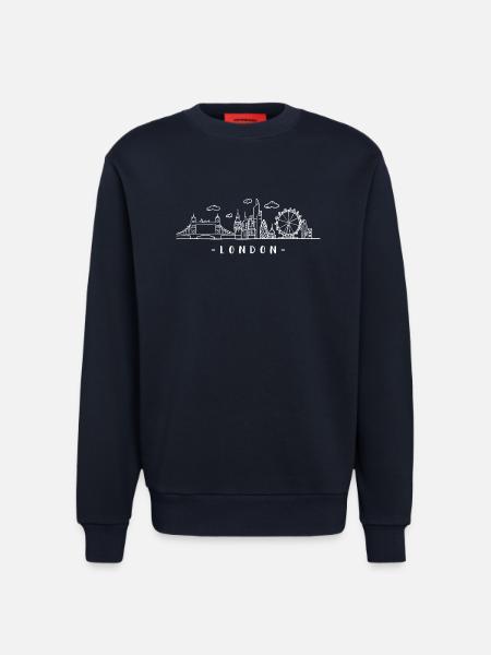 London Capital England Skyline Tower-Bridge - Sweat bio décontracté fabriqué en UE - DARK NAVY