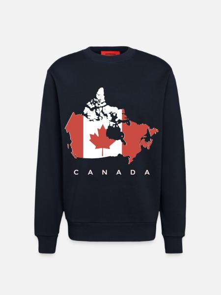 Silhouette du Canada avec feuille d’érable - Sweat bio décontracté fabriqué en UE - DARK NAVY