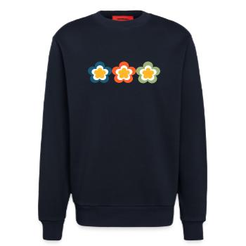 70er Jahre Blume Muster - Sweatshirt - made by SPREAD  - DARK NAVY - Vorne