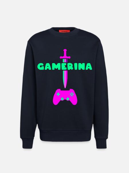 Gamerina #2 Neon Schwert Controller - Sweatshirt - made by SPREAD  - DARK NAVY